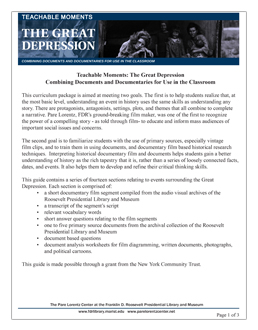 Great Depression curriculum guide Great Depression curriculum guide