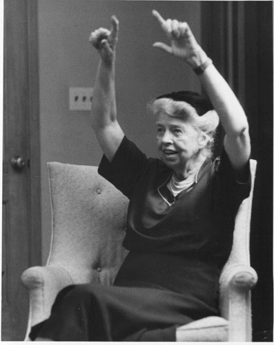 Eleanor Roosevelt visiting the Cold Spring Institute for Gerontology, Cold Spring, New York.