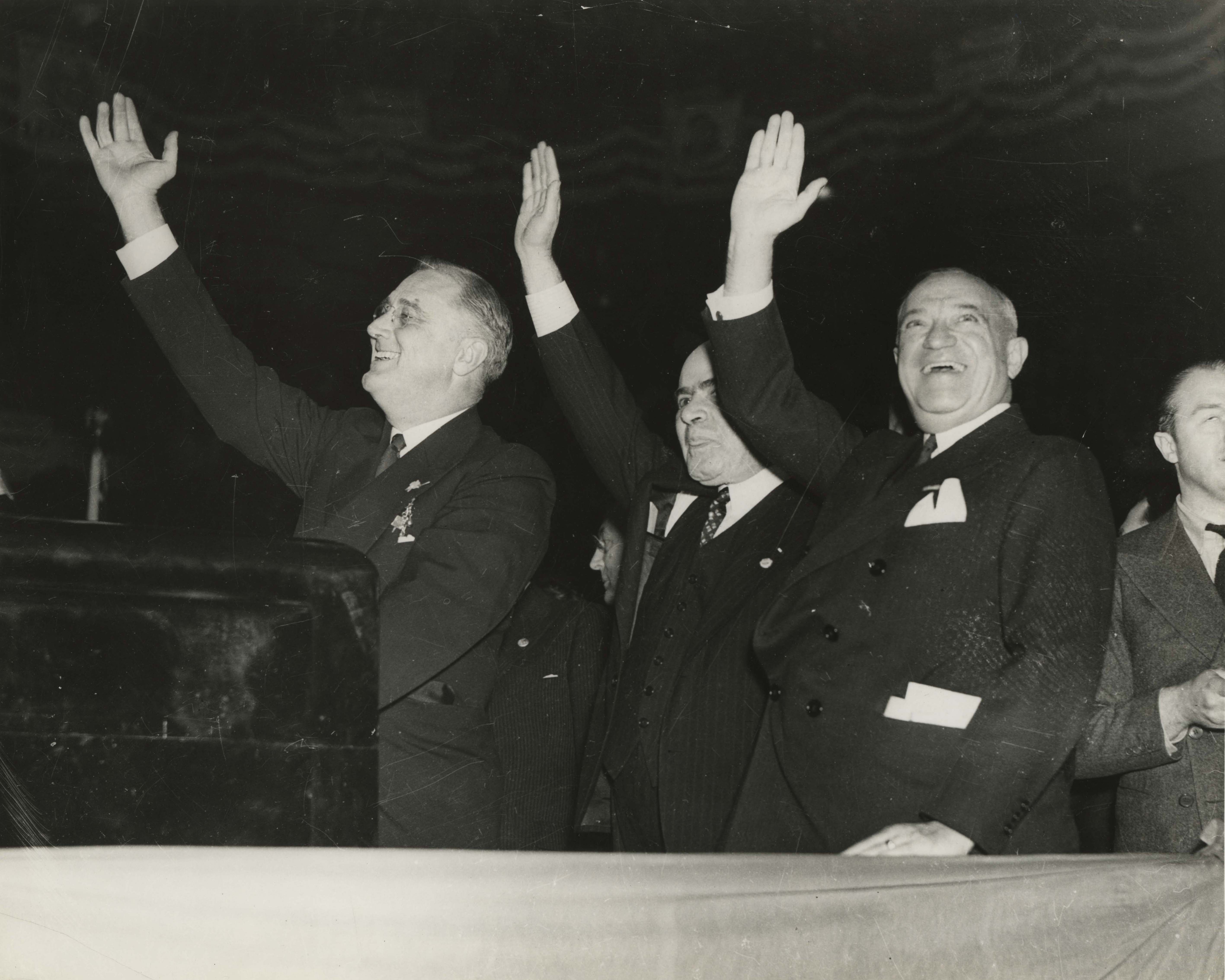 FDR, Lehman & Wagner at Madison Square Garden, October 31, 1936